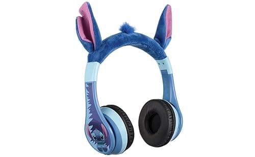 ekids Disney Stitch Bluetooth-Kopfhörer, kabellose Kopfhörer mit Mikrofon, inklusive AUX-Kabel, Lautstärkeregelung, Kinder, Faltbare Kopfhörer für Schule, Zuhause oder Reisen