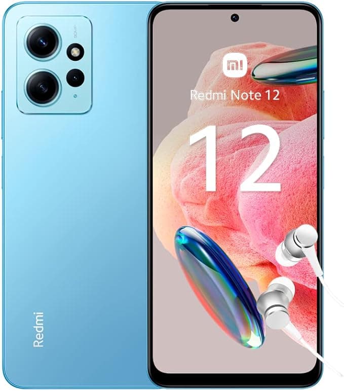 Xiaomi Redmi Note 12 Smartphone + Kopfhörer, 4+128GB, Handy ohne Vertrag, 6,67" FHD+ AMOLED DotDisplay, 5.000 mAh, 50MP Kamera, 33W Fast-Charging, Dual-SIM, Ice Blue (DE Version)