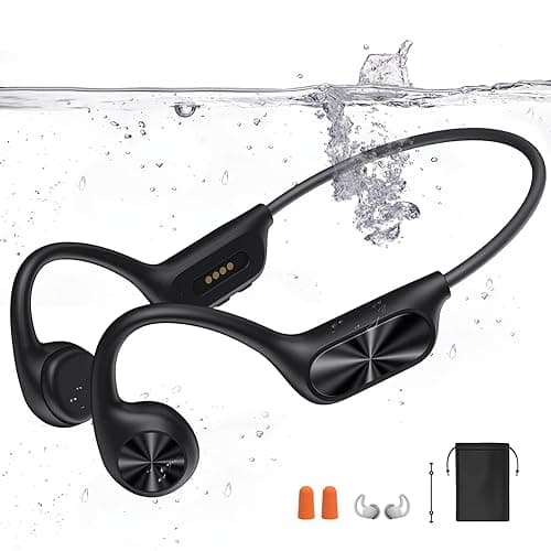 Kopfhörer Schwimmen, Knochenschall Kopfhörer Bluetooth 5.4, IPX8 Wasserdicht,Sportkopfhörer 32G Speicher, Open Ear Headset mit MP3-Player, Unterwasser Ohrhörer zum Schwimmen, Training & Laufen