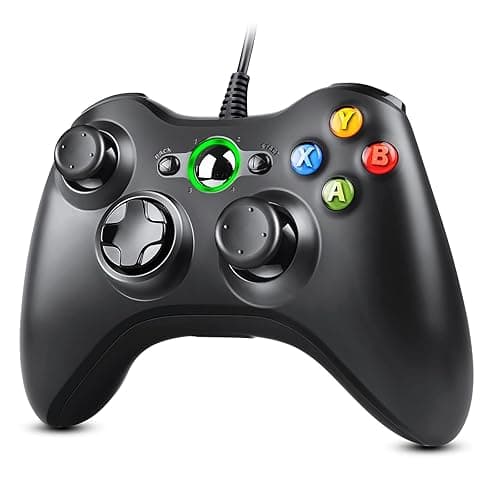 Controller für Xbox 360 – Kabelgebundener Gamepad mit USB-Kabel, Vibrationsfeedback & Präzisen Analogsticks – Kompatibel mit PC/Windows 11/10/8/7/XP, Sofortige Plug-and-Play-Funktion