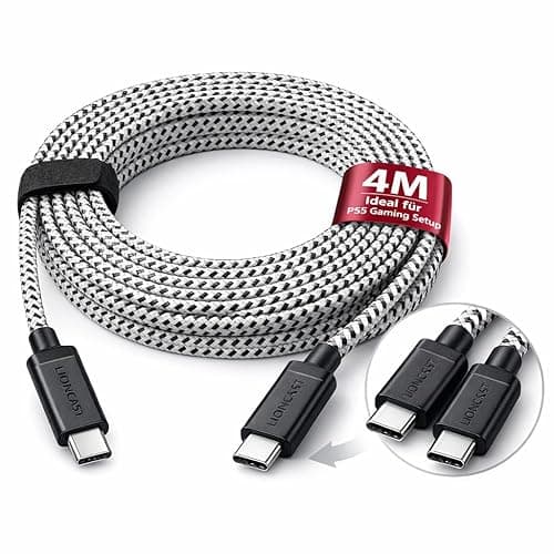 Lioncast 4m PS5 Ladekabel für Playstation 5 Controller I Schnell-Ladekabel USB 3.1 für PS5 USB-C zu USB-C Ladekabel Sony PlayStation 5 Kabel für Dualsense Controller
