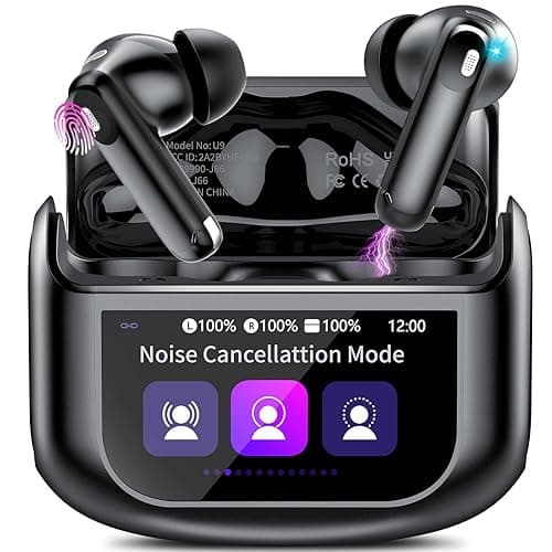 Touchscreen Bluetooth Kopfhörer, 2026 In Ear Kopfhörer Kabellos Bluetooth 5.4 mit ANC+ENC Noise Cancelling Mic, 48Std Spielzeit Tiefer Bass Earbud mit 5 EQ-Modi, IP7 Wasserdicht Ohrhörer USB-C Schwarz