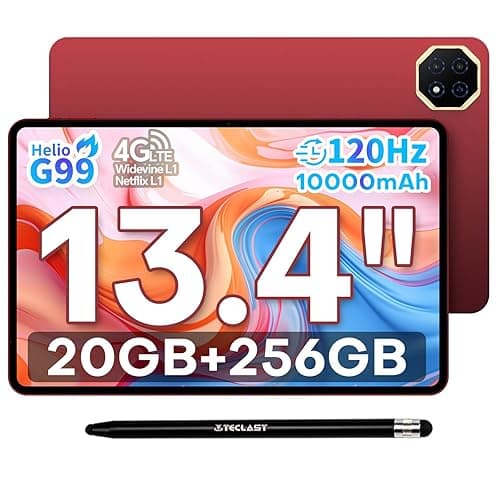 TECLAST T65 PLUS Tablet 13.4 Zoll 120Hz Display Helio G99 2.2GHz Gaming Tablets Android 15, 20GB RAM+256GB ROM(8TB TF) Tablet-PC, 10000mAh/18W, 4G LTE Dual SIM + 5GWiFi, Gemini AI/Widevine L1/13MP/GPS