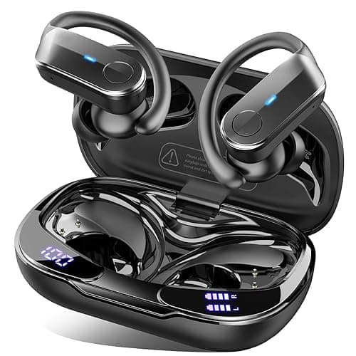 Ordtop Bluetooth 5.4 Kopfhörer Sport, 70H In Ear Kopfhörer Bluetooth mit 4 Noise Cancelling Mics, 2026 IPX8 Wasserdicht Ohrhörer, HiFi Stereo Tiefer Bass Kabellose Kopfhörer mit Ohrhaken, LED-Anzeige
