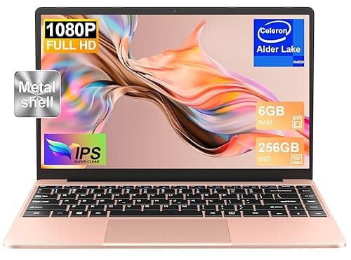2026 Laptop 14 Zoll Win11 Pro 6GB DDR4 256GB SSD TF Unterstützung 1TB Celeron N4020 (bis 2.8GHz) Full Metal 5000mAh Notebook mit 1080P Mini HDMI Deutscher Tastaturschutz und kabellose Maus-Gold