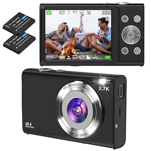 Digitalkamera, STUOGYUM Autofokus Vlogging Kamera FHD 2.7K 48MP Fotokamera Digitalkamera, Wiederaufladbare Kompaktkamera für YouTube Vlogging für Fotografie-Anfänger （Schwarz）