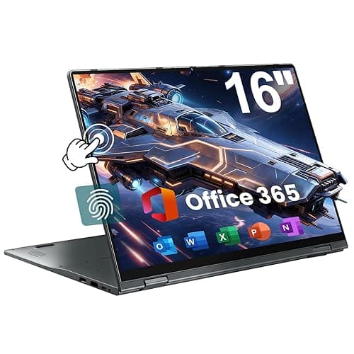 jumper Laptop 16 Zoll, Touchscreen Laptop mit 1 Jahr Office 365, 640GB Storage 16GB DDR5, 4-Core, Fingerabdruckleser, Tastatur mit Hintergrundbeleuchtung, BT5.2, WiFi 6, 53.2WH, für Studenten Business