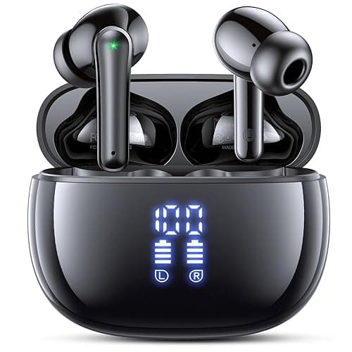 ZIUTY Bluetooth 5.3 Kopfhörer Kabellos, In Ear Bluetooth Kopfhörer mit 4 ENC Mikrofonen, 48 Std Spielzeit, LED Anzeige, HiFi Stereo Sound, IPX7 wasserdichte Sport Kopfhörer – Schwarz