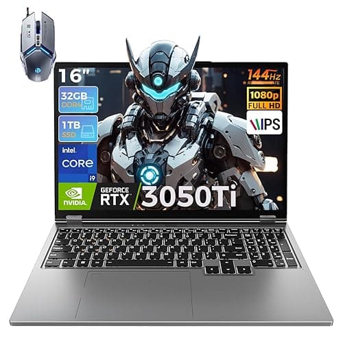 TOPGRO S1 Pro 16" Gaming Laptop, i9-9880H | GTX 3050 Ti (8C/16T, bis zu 4,8 GHz) | 32 GB RAM + 1 TB Speicher | Wi-Fi 6/Bluetooth 5.2 | 144 Hz + Full-HD-Display | Dual-Turbo-Kühlsystem | Webcam