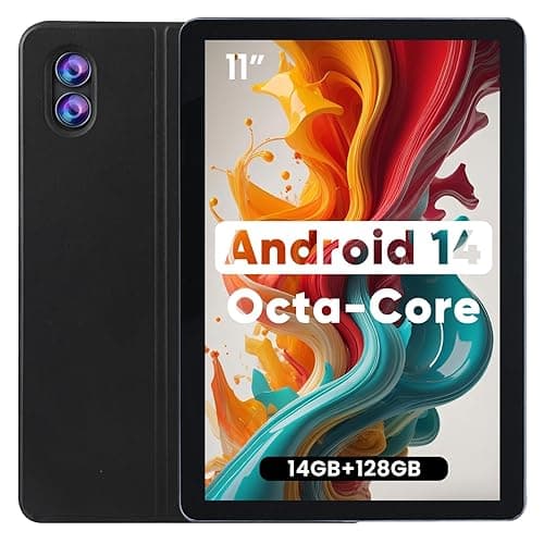 Android 14 Tablet 11 Zoll Octa-Core-Prozessor 14 (6+8) GB RAM 128 GB ROM, Großbild-Tablets mit Hülle Wi-Fi 6, 2 MP + 8 MP Kamera, 8000 mAh Akku, Computer Tablet PC für Streaming, Lesen, Gaming