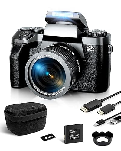 Ade Digitalkamera 4K 64MP mit 4.0" Touchscreen, 16X Digitalzoom Fotokamera Kompaktkamera mit Weitwinkel- und Makroobjektiv für Reise, Vlog, WiFi-Funktion, Kameratasche, Einzellinse