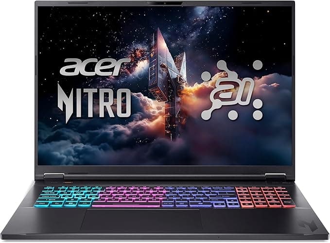 acer Nitro 18 AI (AN18-61-R1WB) Gaming Laptop, Copilot+ PC, 18 Inch WQXGA IPS 165Hz Display, AMD Ryzen Al 7 350, 16 GB RAM, 1 TB SSD, NVIDIA GeForce RTX 5070, Windows 11, QWERTZ Keyboard, Black