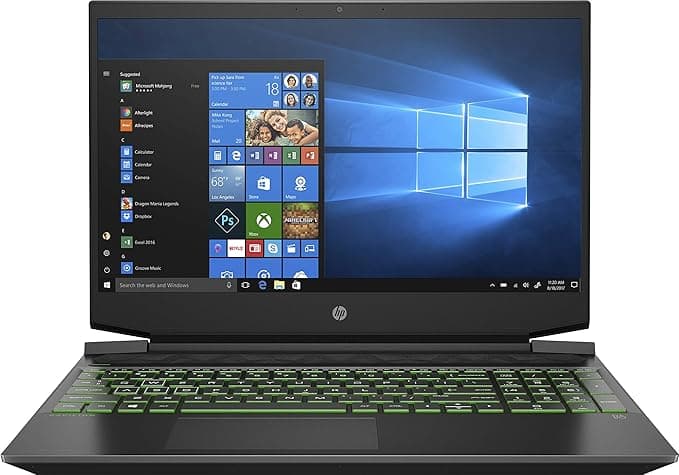HP Pavilion Gaming Laptop 15,6 Zoll FHD IPS 144Hz Display, AMD Ryzen 5 5600H, 8GB DDR4 RAM, 512GB SSD, Nvidia GeForce GTX 1650 4GB, Windows 11, QWERTZ Tastatur, Schwarz/Grün