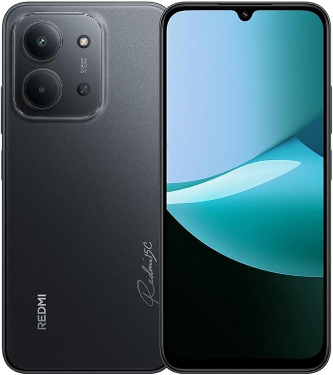 XIAOMI Redmi 15C 4G Handy, 4 GB + 128 GB, Schwarz, massiver Akku mit 6000 mAh (Typ), 6,9 Zoll (16,9 cm) Display, Dual-Kamera AI 50 MP, Turboladung 33 W, mit Ladegerät, NFC nicht unterstützt