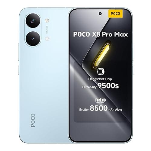 XIAOMI Poco X8 Pro Max Smartphone 12GB+256GB, Dimensity 9500s Prozessor, 8500mAh Akku, Ultra-helles AMOLED-Display, 50MP Light Fusion 600 Hauptkamera mit OIS, Blau, 3 Jahre Garantie