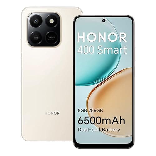 HONOR 400 Smart 4G Smartphone 8 GB 256 GB, 6500-mAh-Akku, 6,77-Zoll-Bildschirm mit Fallschutz IP54, Snapdragon 685, 108-MP-Hauptkamera, Android 15, Dual-SIM, NFC, Gold