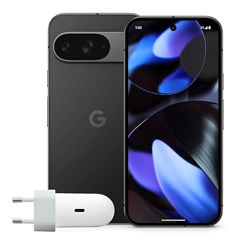 Google Pixel 9 mit 45-W-USB-C-Ladegerät – Android-Smartphone mit Gemini ohne SIM-Lock, erweiterte Kamerafunktion, 24 Stunden Akkulaufzeit und EIN 6,3 Zoll großes Actua-Display – Obsidian, 128GB