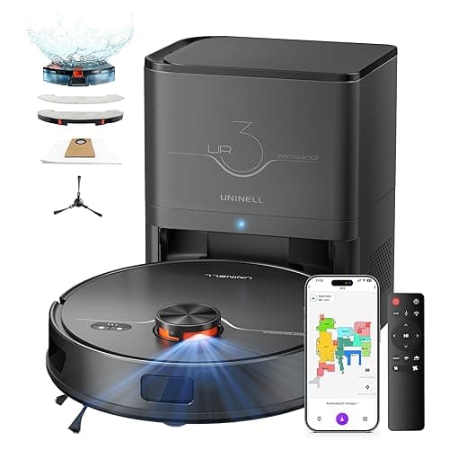 Saugroboter mit wischfunktion 5000Pa, Staubsauger Roboter mit Absaugstation 3.5L,180Min Laufzeit,LiDAR Navigation,Roboterstaubsauger für Tierhaare Teppich Böden,APP Steuerung